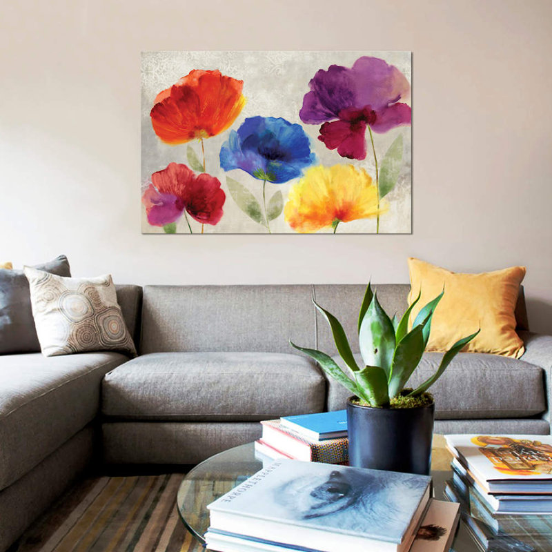 « bijoux fleurs », impression sur toile, H 18 po x l 26 po x P 1,5 po, Toile avec cadre flottant noir, Pas de tapis