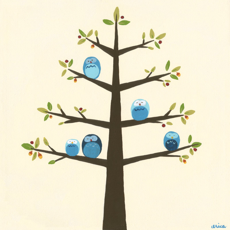 Orchard Owls II by June Erica Vess - Wrapped Canvas Art Prints, 30cm H x 30cm W x 3.8cm D