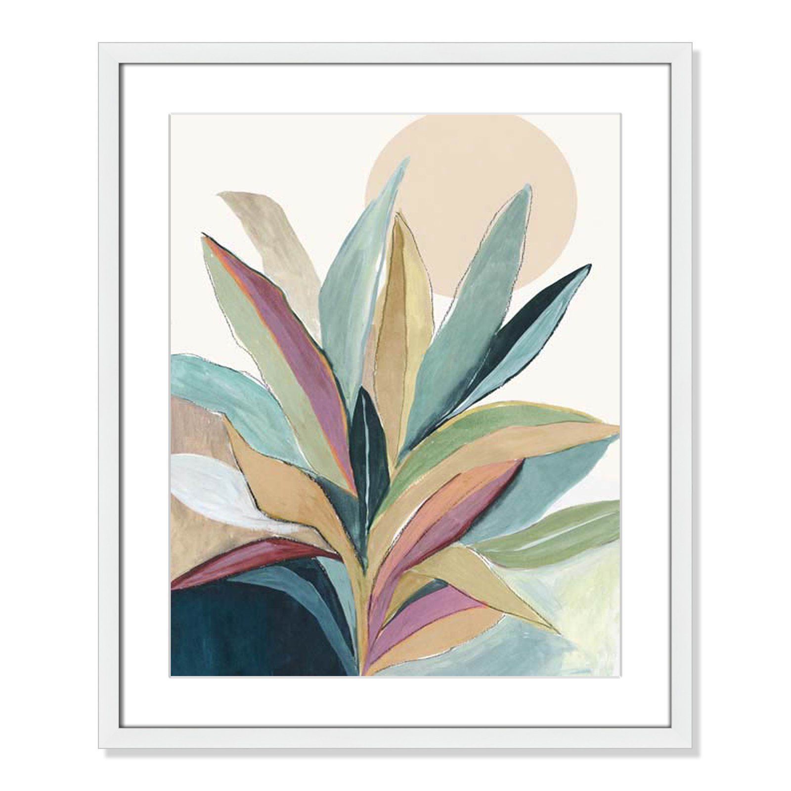 Sherbrooke Sunny Bright Leaves I by Asia Jensen Print, Yes, 25.5" H x 21.5" W x 1.25" D, White Single Picture Frame