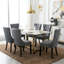 Ensemble de chaises de salle à manger 6 pièces en velours, avec anneau et garniture cloutée, pour cuisine et salle à manger, gris-25734022-25734017