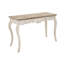 Console en bois à volutes blanches sculptées avec plateau en bois brun