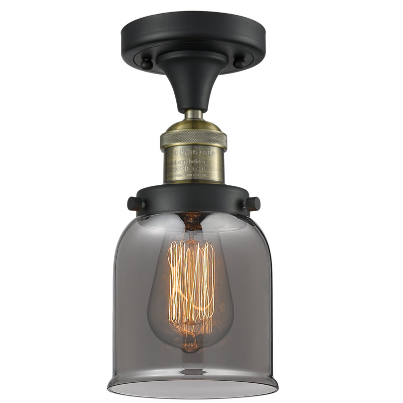 Plafonnier semi-encastré à 1 lumière 5 po Archambault, Ampoule DEL 6 watts Vinage, Plaqué couleur fumée, Laiton antique noir