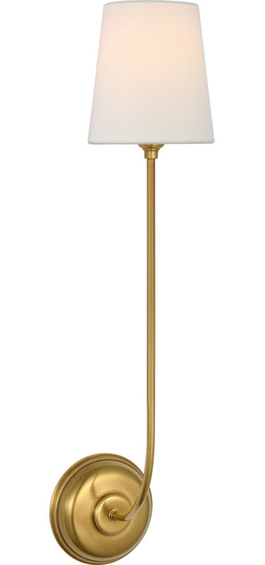 Vendome 26" Single Sconce with Linen Shade, Hand-Rubbed Antique Brass