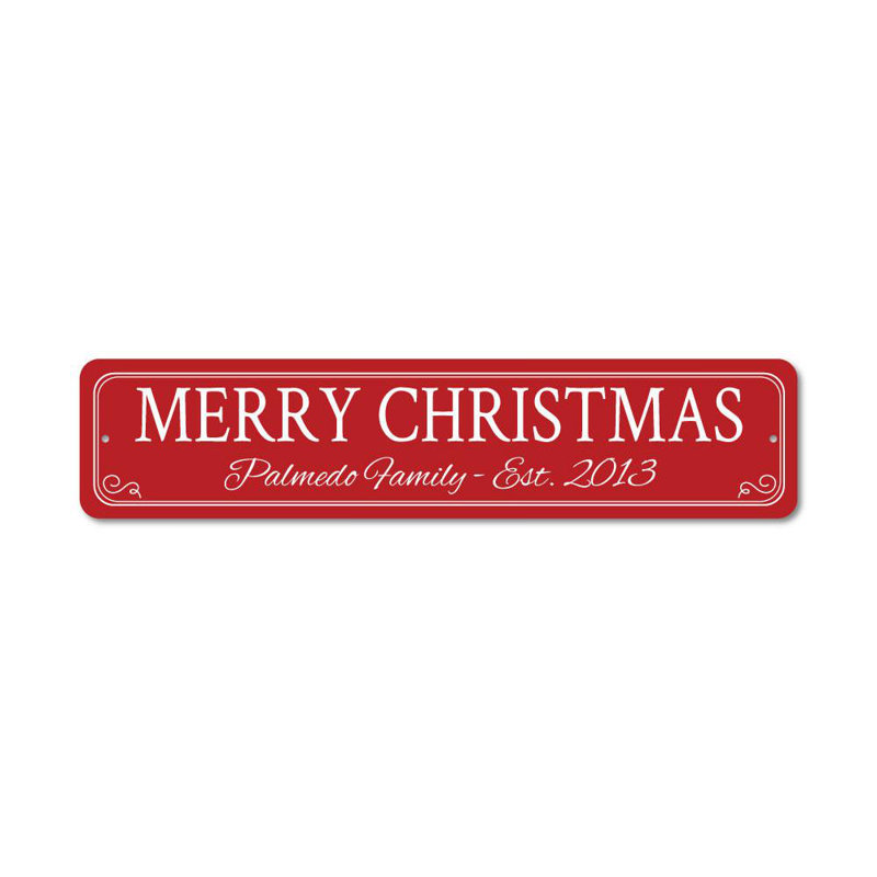 Plaque en aluminium Merry Christmas, H 4 po x l 18 po x P 0,04 po