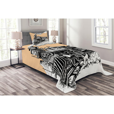Steam Engine Industrial Marble Coverlet