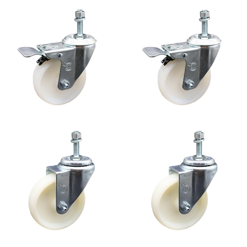 Ensemble de roulettes à tige filetée en acier inoxydable de 4 po et de 4 mm avec roulettes à tige filetée de 2 po SCC