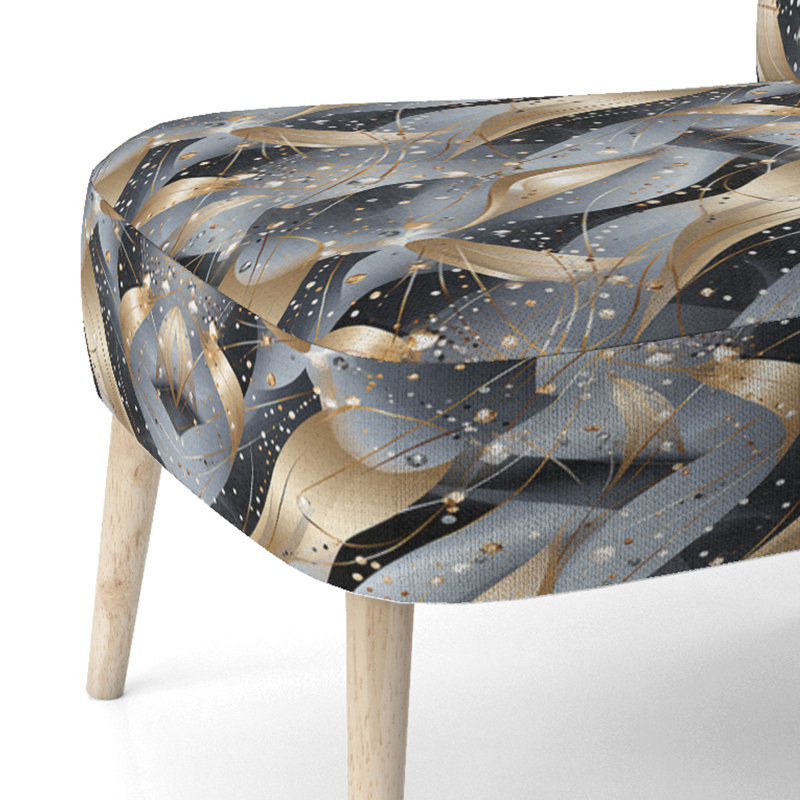 Chaise d'appoint rembourrée grise et dorée Diamond Glam Sequins
