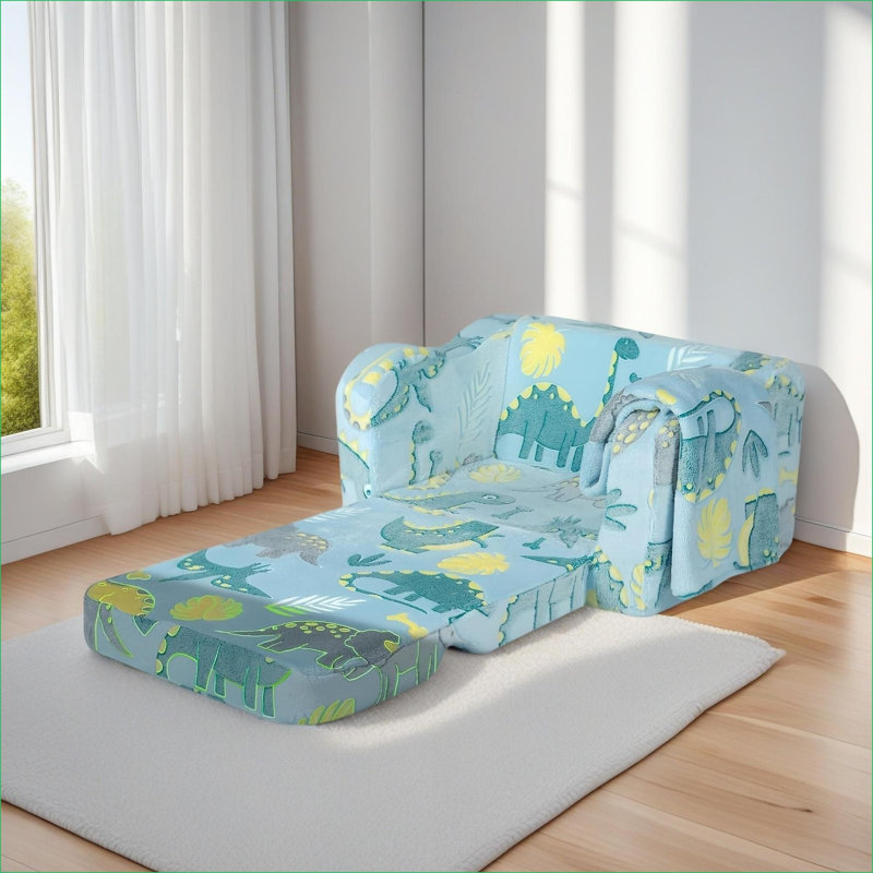 Kids Sofas Couches | Modular Fold-Out Foam Play Couch for Playroom Bedroom, Toddler Kid Lounge Sofa | Fabric | navy blue