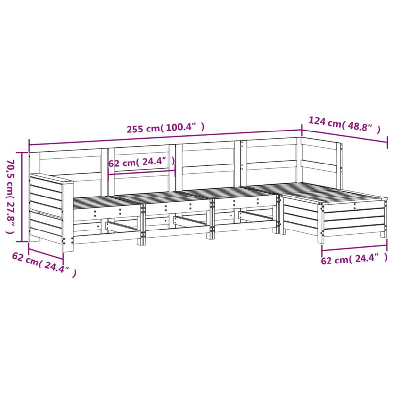 62cm Wide L-Shaped Patio Sectional