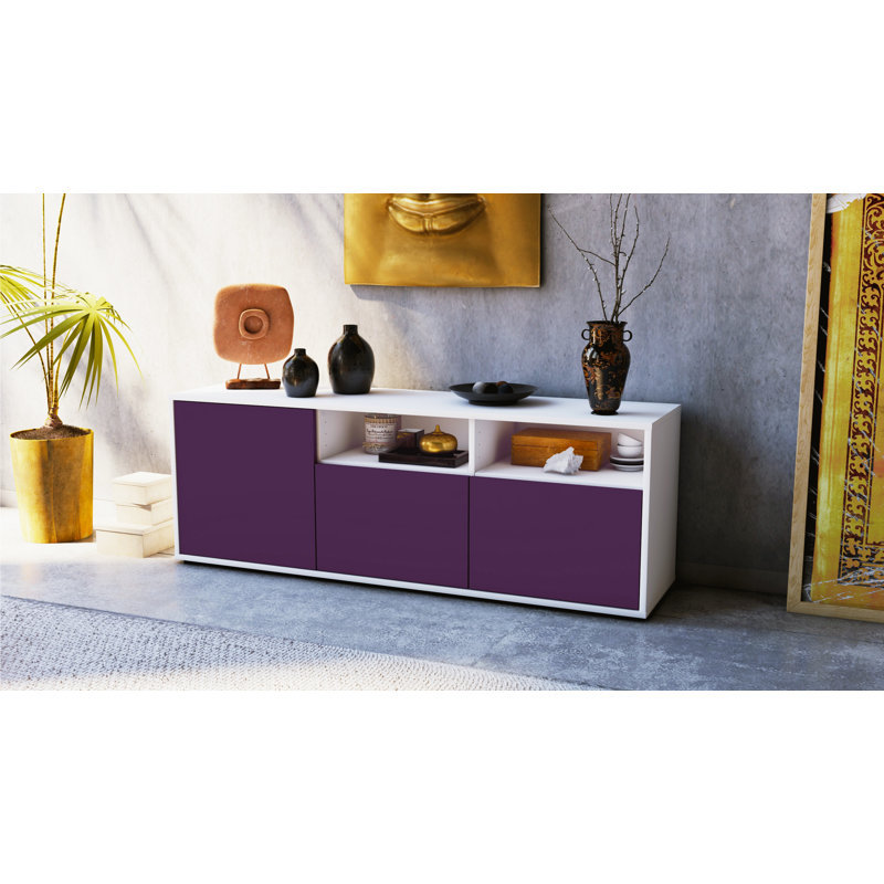 Wysocki Unfinished TV Stand for TVs up to 60", Purple / Matte White