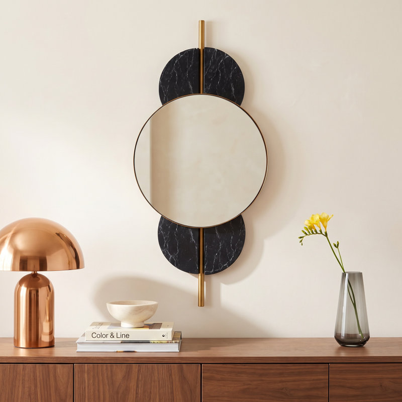 Lori Metal Elongated Wall Mirror, Black