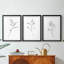 Croquis floral - reproduction encadrée sur mesure de qualité supérieure mate - 3 pièces-1851482083-1851482081