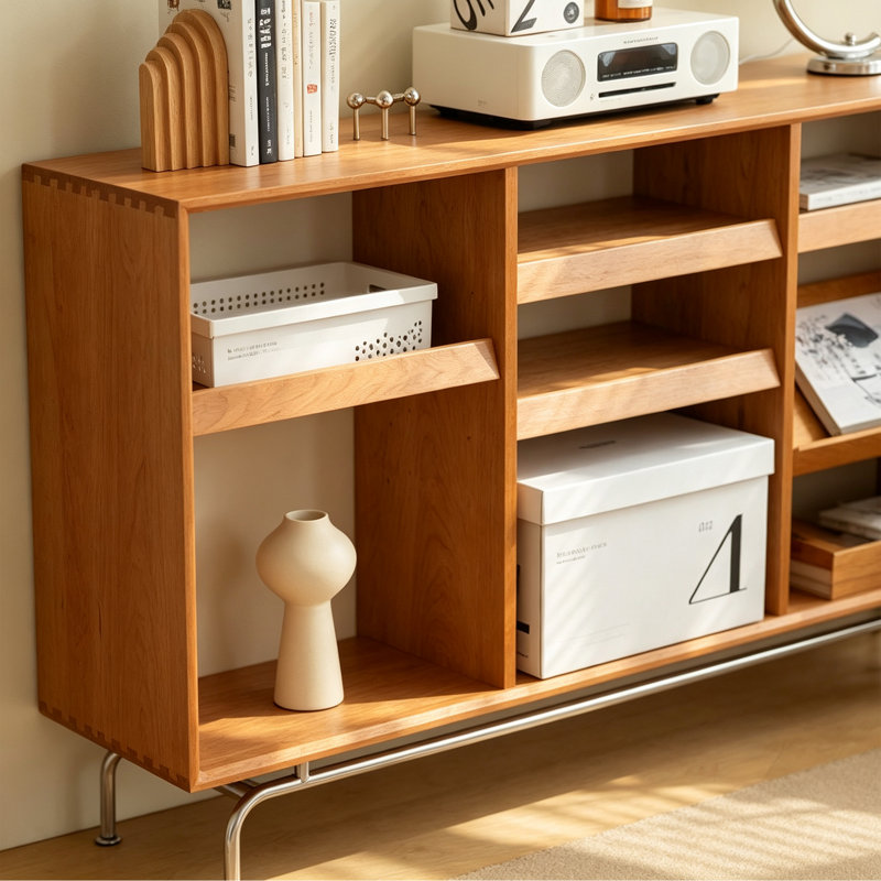 Bibliothèque simple en bois massif Burlywood, 34.25" H x 59.05" W x 12.59" D