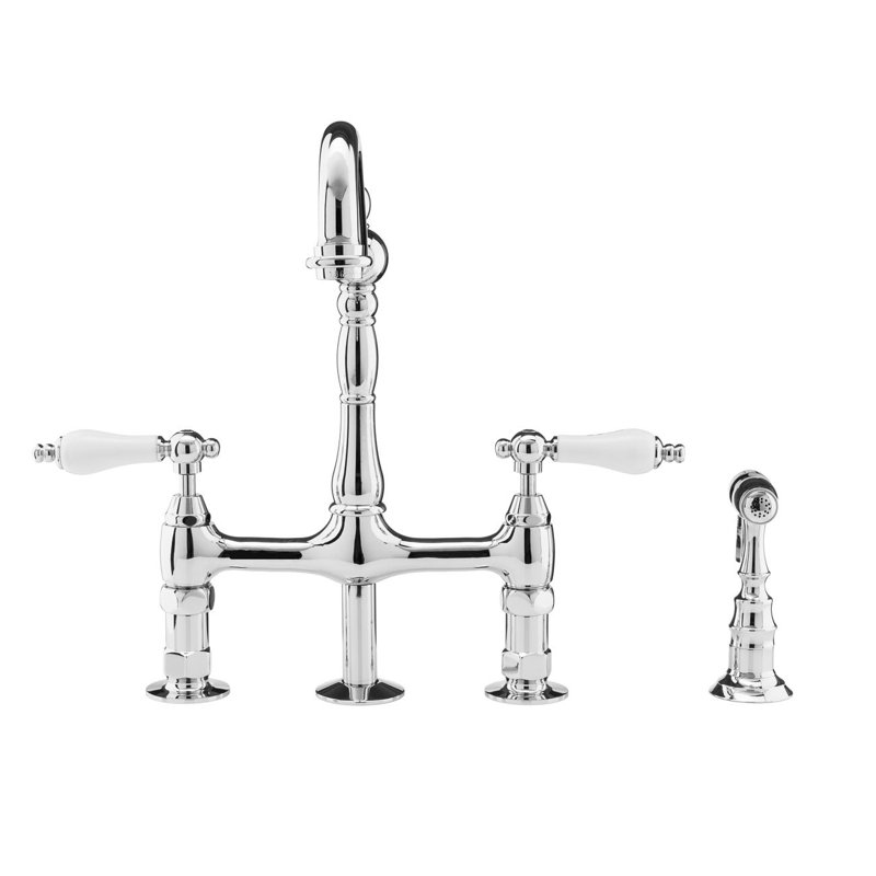 Chevington Kitchen Faucet with Side Spray, Polished Brass