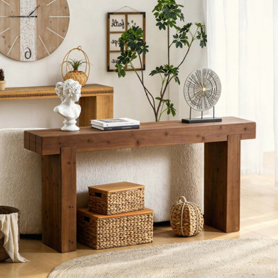 Console en bois - Canapé rustique de style campagnard pour entrée, couloir ou derrière canapé, conception rectangulaire étroite