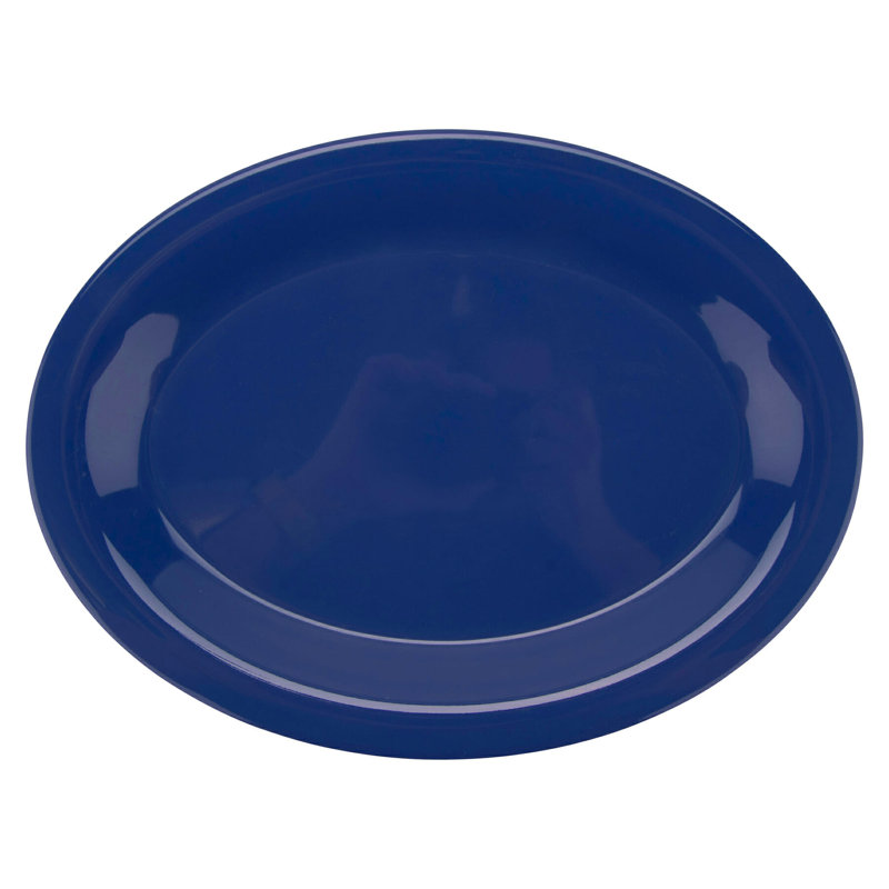 Assiette de service ovale en mélamine GET (ensemble de 12), H 0,91 po x L 12 po x l 9 po, Bleu paon
