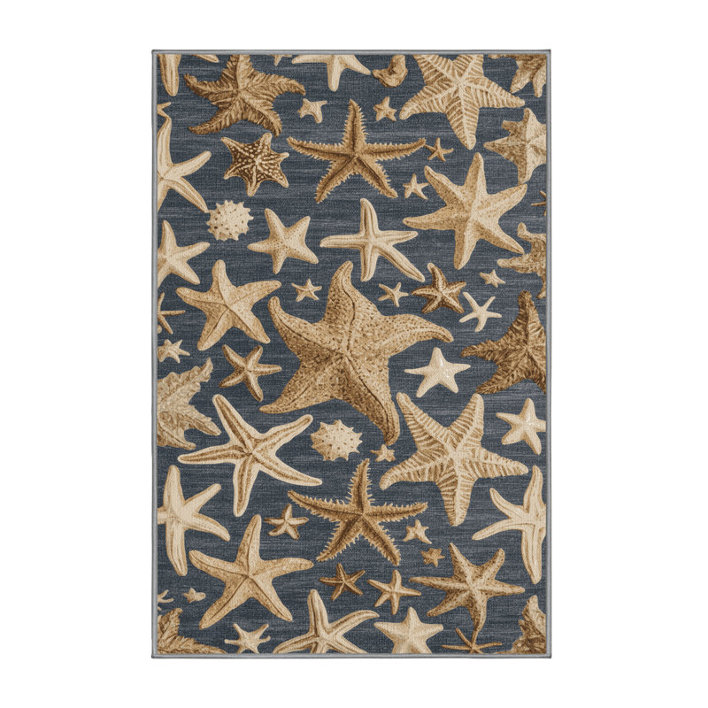  Washable Starfish Nautical Area Rug, Rectangulaire 2 pi x 3 pi