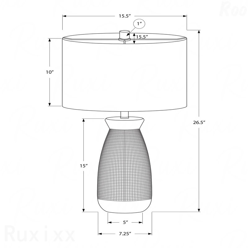 Lampe de table - H 27 po, matériau céramique crème, abat-jour beige, Blanc