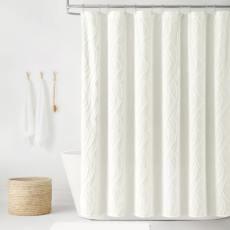 Aatifa Shower Curtain Soft White Single 72x72