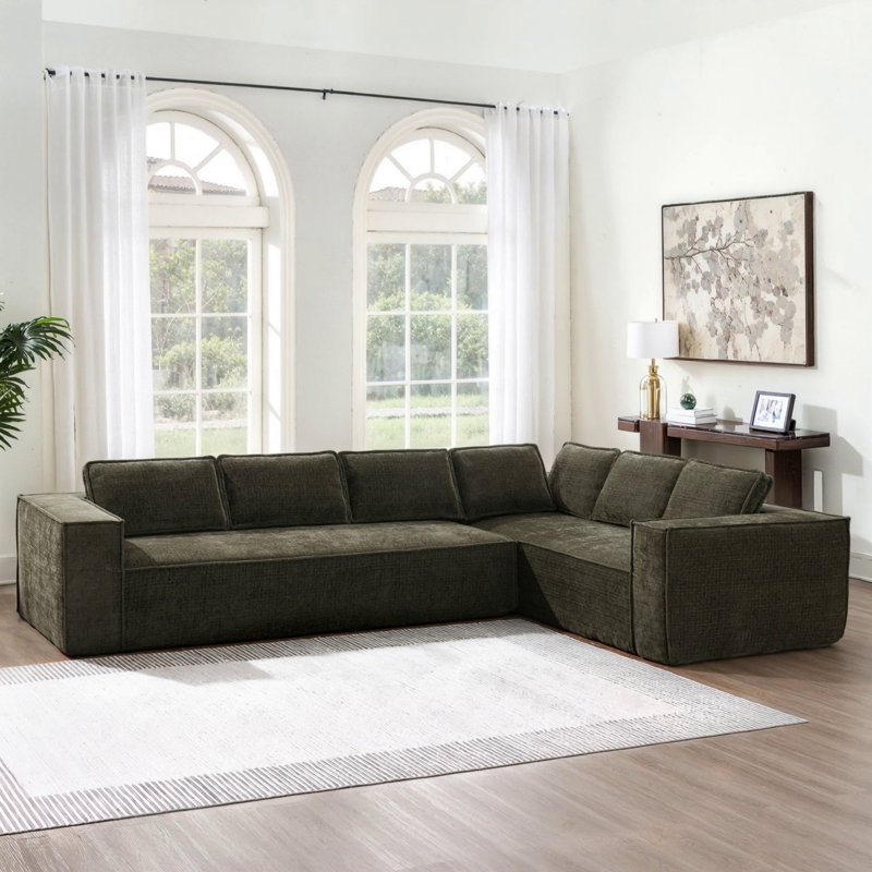 Canapé modulaire de style minimaliste de 129,5 po