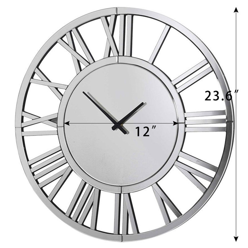 Grande horloge murale 24 "à miroir