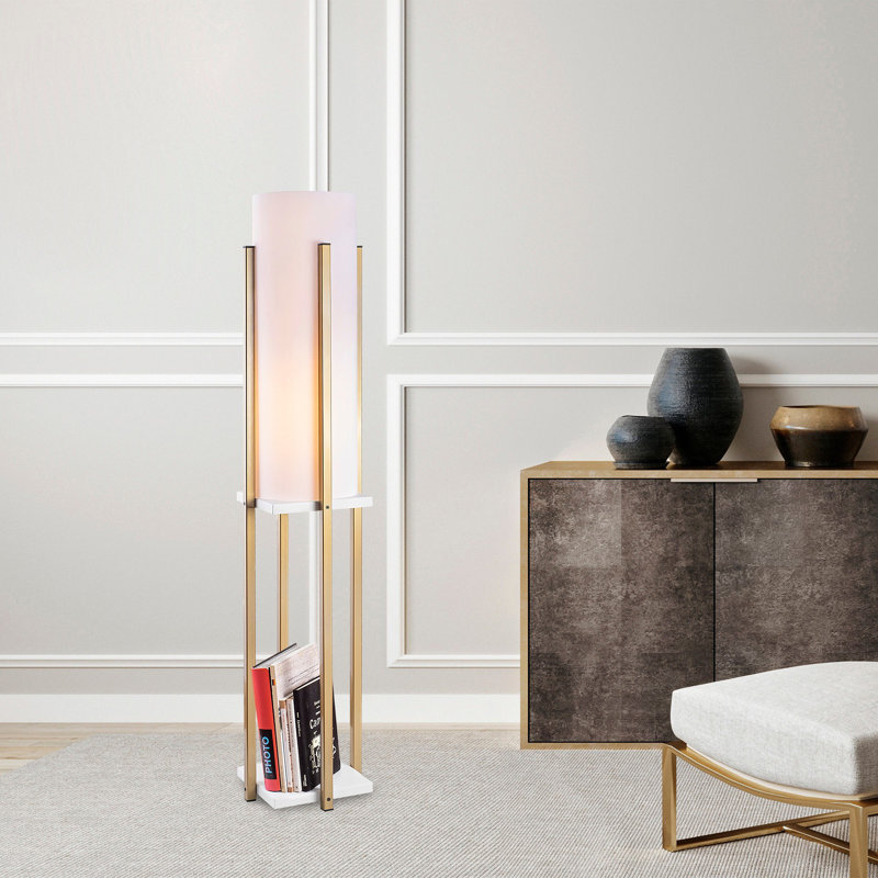 Lampe sur pied colonne 9,83 "Cawe, Blanc, Blanc