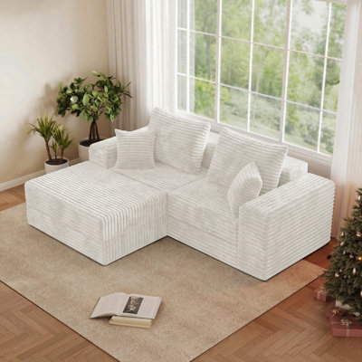 Canapé-lit modulaire en flanelle de 190 cm (74,8 po), canapé d'angle convertible avec 4 coussins, rembourrage en mousse haute densité, aucun assemblage requis, gris foncé