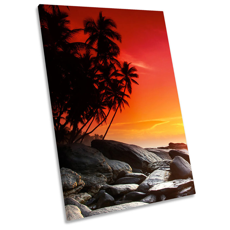 Sunset Tropical Beach - Wrapped Canvas Print, 61cm H x 40.6cm W