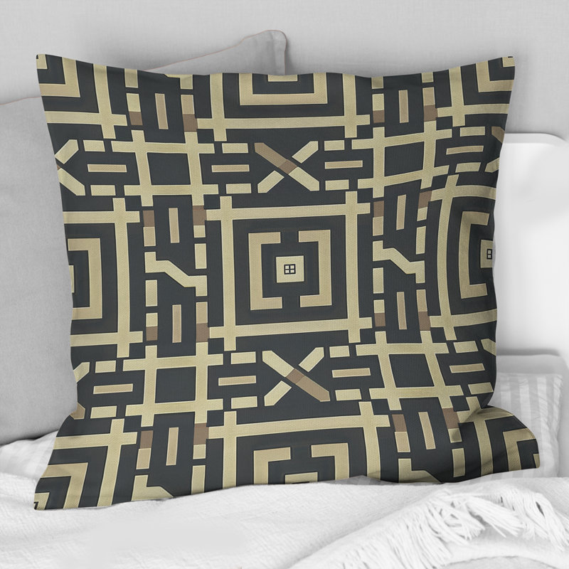 Coussin Beige Modern Maze I - Modern, H 16 po x l 16 po