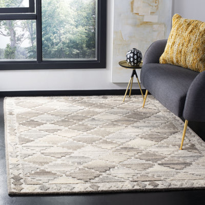 Tapis gris / beige en laine touffeté à la main Roberts