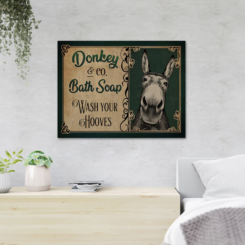 A Donkey - Donkey Bath Soap Wash Your Hooves - 1 pièce, impression d'art graphique rectangulaire sur toile tendue