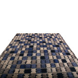 Scandinavian Rug In Gray, Blue, Black Geometric Pattern By Rug & Kilim