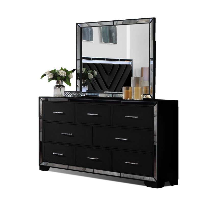 Commode double 8 tiroirs Shorehamby, Noir