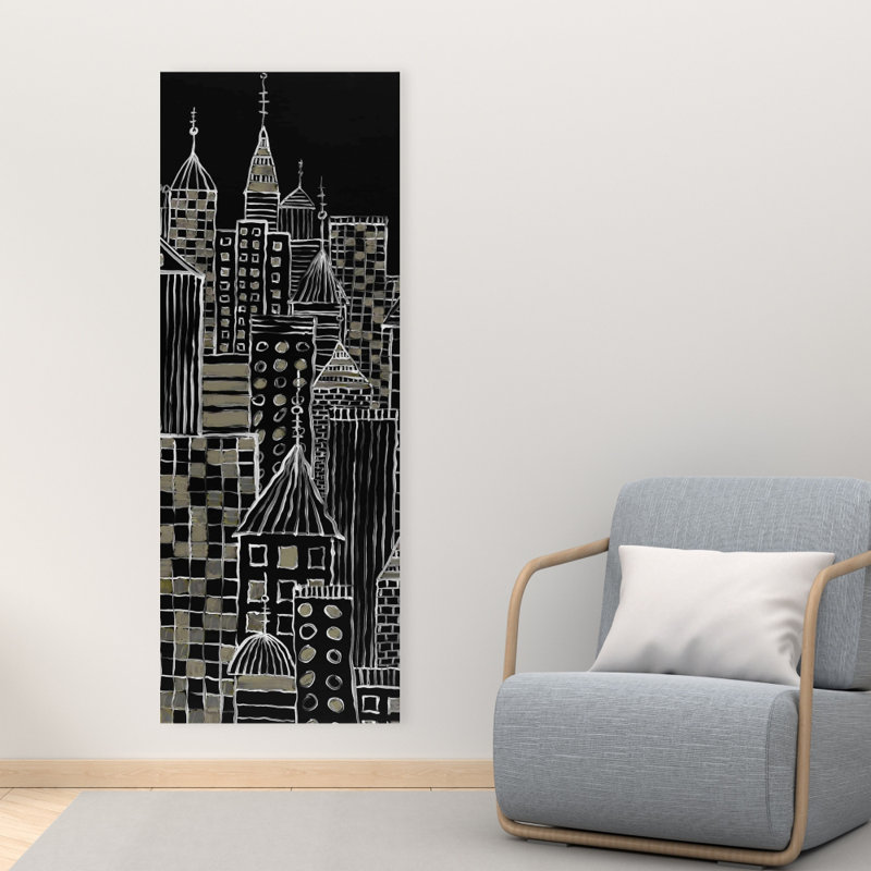 Toile noire illustrative City Towers - décor de salon