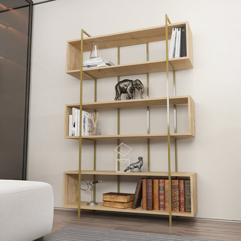 Trumbull Geometric Bookcase, Oak