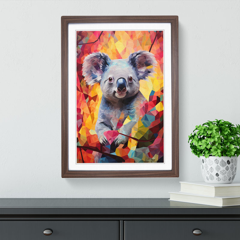 Koala Bear Colour Field - Single Picture Frame Print on Wood, Walnut Framed, 34cm H x 25cm W x 2cm D