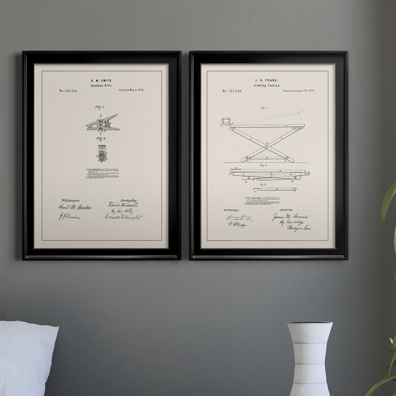 Laundry Laundry II - ensemble de 2 reproductions d'art sur toile, H 30,5 po x l 45 po x P 1 po, Cadre noir