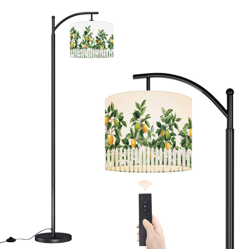 Lampe sur pied à arc avec abat-jour réglable Lemon Fruit Farmhouse Yard Orange Lime jaune Lime Italian