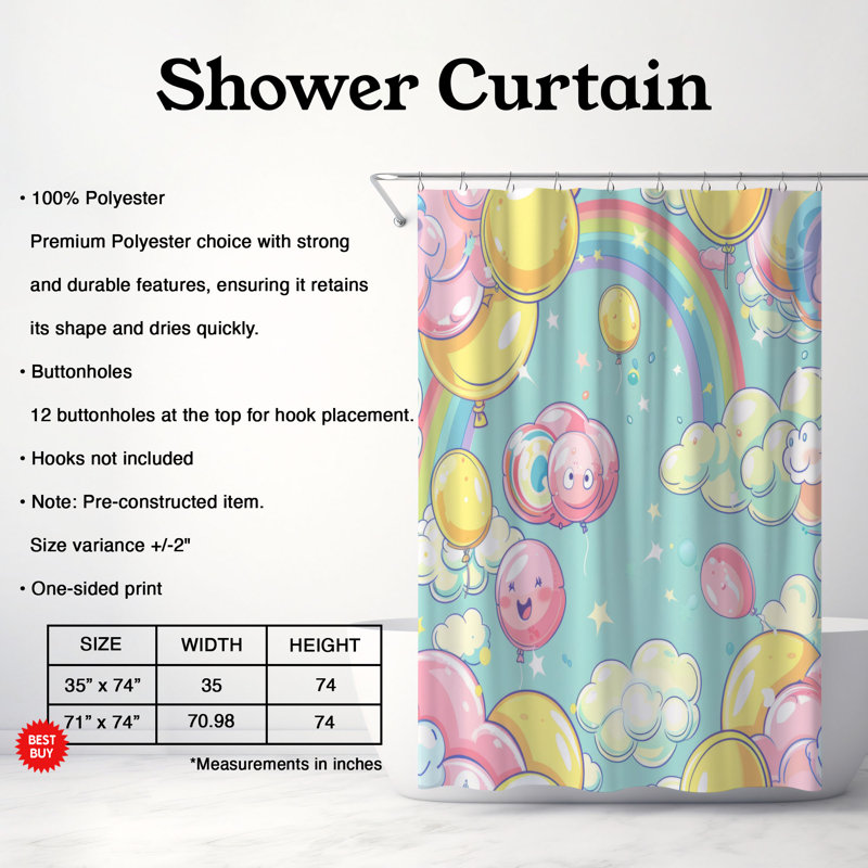 Rideau de douche Balloon Fiesta - Premium, H 74 po x l 71 po
