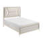 Grand lit Lopa, panneaux en relief à tête de lit à DEL, revêtement en chenille blanc
