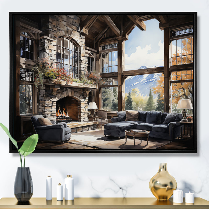 Hotels Lodges Serenity Retreat VI - Architecture Canvas Wall Art, Cadre flottant noir, H 34 po x l 44 po x P 1,5 po