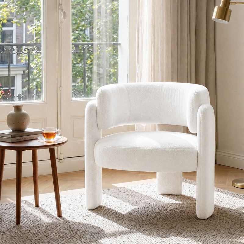 Fauteuil d'appoint demi-tonneau 33 po, Tissu jaune
