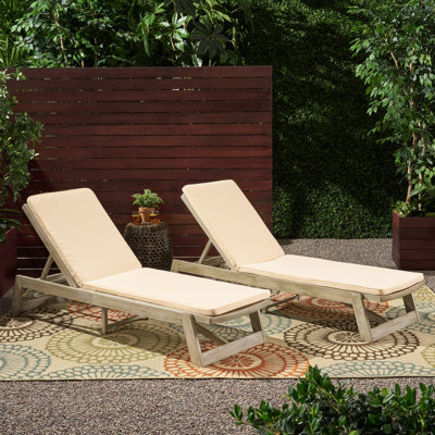 Vinita Outdoor Reclining Chaise Lounge with Cushion