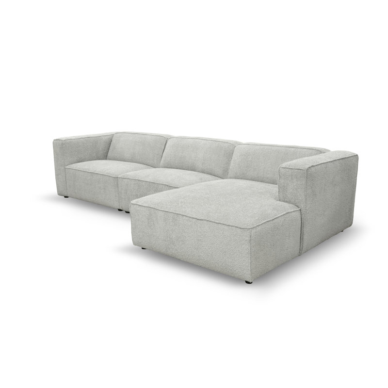 MARCEL 4 Seater Corner Sofa , Light Grey, Aligned to the right