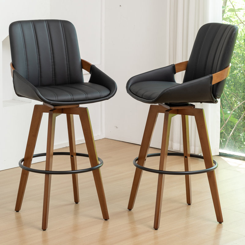 Modern Swivel Bar Stool, Black, Bar Stool (74.9cm Seat Height)