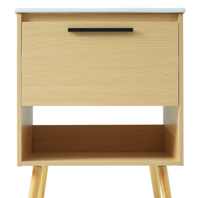 Meuble-lavabo 24 po avec lavabo, armoire de salle de bain multifonctionnelle avec tiroir, panneau de fibres à densité moyenne, naturel