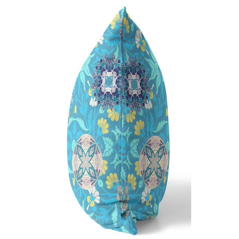 Amaretto Reversible Throw Pillow, 18"x18", Blue/Turquoise