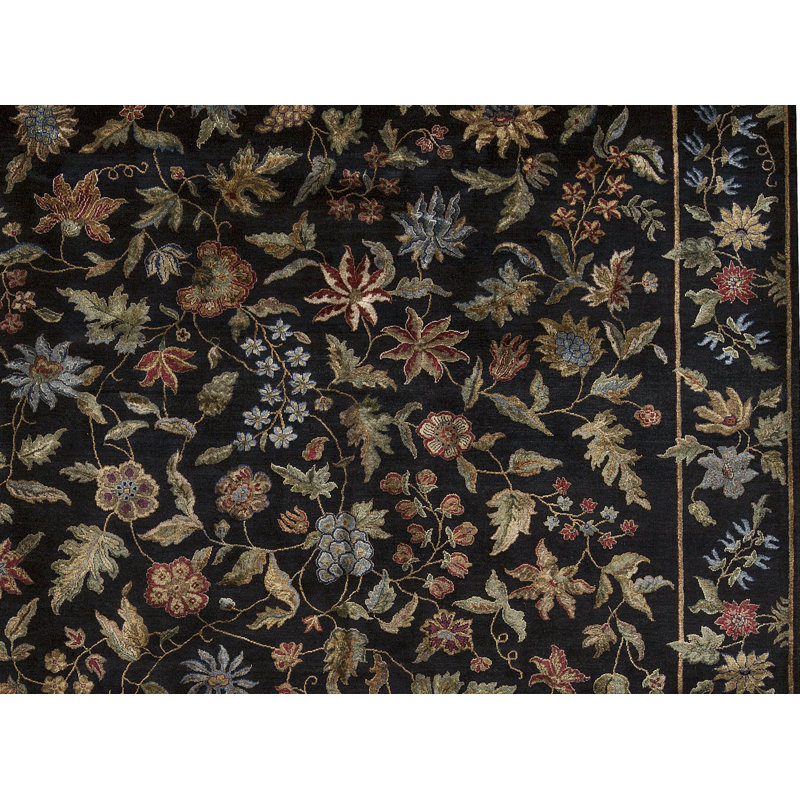 Tapis noir de haute qualité noué à la main