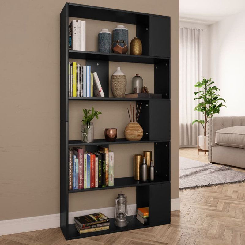 Aleccia 159cm H Bookcase, Black, 159cm H x 80cm W x 24cm D