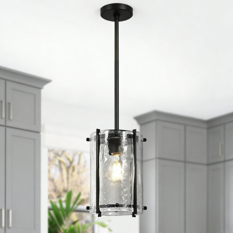 1-Light Small Pendant with Clear Glass Panels